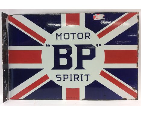 A rectangular "BP Motor Spirit" double-sided metal and enamel sign. Approx. 61 cms x 41 cms. 