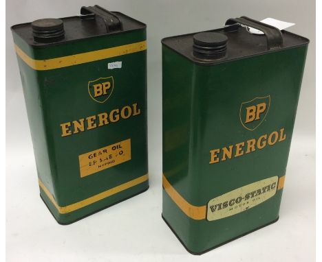 Two "BP Energol oil cans. (2).