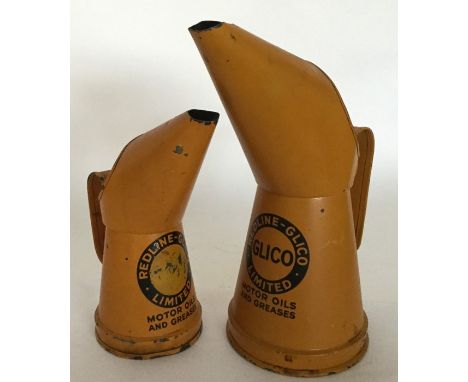 A "Redline-Glico Limited Motor Oils and Greases" one pint pouring can together with a half pint example. (2).