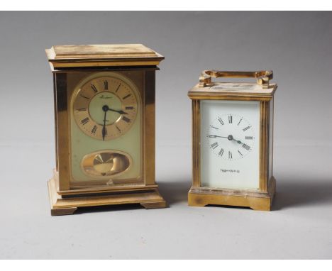 A Mappin and Webb brass cased carriage clock, 5" high, and a&nbsp;Rapport brass cased carriage clock with eight-day movement,