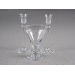 A 19th century glass rummer and a pair of Royal Brierley candlesticks, 8 1/2" high