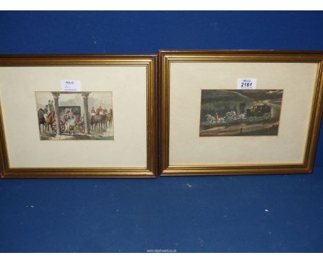 A pair of framed and mounted prints 'The Duke of Donkeyton Calls on Mr Jorrocks' and 'Light Come, Light Go'.