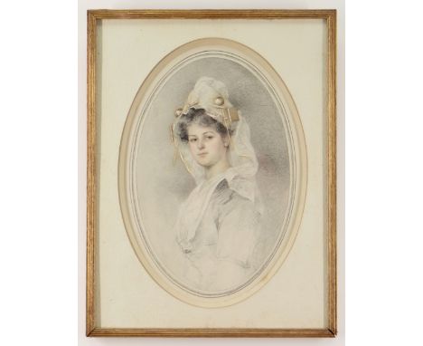 EARLY 20TH CENTURY SCHOOL pencil and watercolour - Portrait of Lilian Albert in Normandy costume, titled and dated 1906 in pe