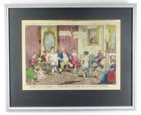 CHARLES WILLIAMS engraving with later hand colour - Bobbin about to the Fiddle - a Family Rehearsal of Quadrille Dancing, or 