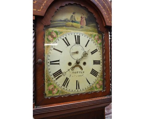 19TH CENTURY WELSH 8-DAY LONGCASE CLOCK, C. Dotter, Ystrad, signed 12-inch painted dial with sibsid. seconds and calendar ape