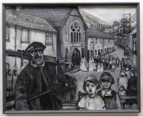 IRENE ELIZABETH THOMAS oil on canvas - 'The Sweep and the wedding', signed, 78 x 99cms