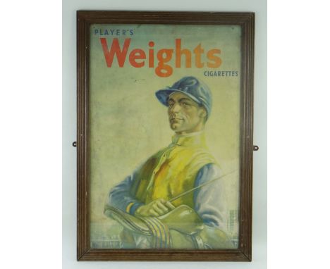 POSTER: Vintage Player's Weights Cigarettes, colour lithograph, featuring a jockey, 67 x 45cms
