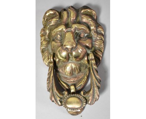 A Nice Quality Cast Brass Lion Mask Door Knocker, 18cm high 