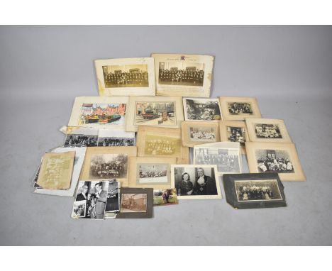 A Collection of Various Vintage Group Photographs, Canal and Railway Prints etc 