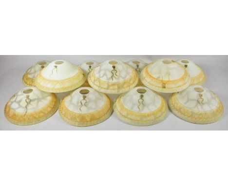A Collection of Coloured Opaque Glass Vintage Light Shades 