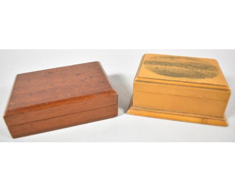 A Mauchline Ware Rectangular Box for 'Ventnor from the Sea' Together with a Small Mahogany Playing Card Box Counting Two Pack