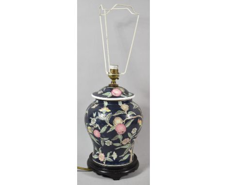 An Oriental Ceramic Vase Shaped Table Lamp with Fruit Decoration 