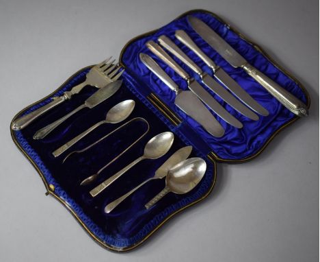 A Collection of Various Silver Flatware to Include Butter Knives, Silver Handled Knives, Cake Fork, Sugar Bows etc, 296g 