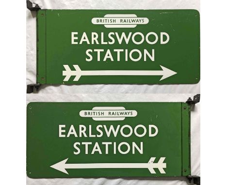 British Railways (Southern Region) double-sided STATION DIRECTION SIGN for Earlswood Station on the Brighton main line south 