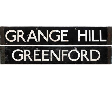 London Underground Standard Tube Stock enamel CAB DESTINATION PLATE for Grange Hill / Greenford from the Central Line. A most