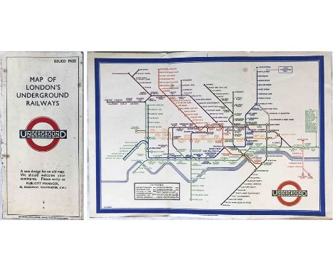 1933 first edition of the H.C. Beck London Underground diagrammatic card POCKET MAP with the famous cover slogan "A new desig