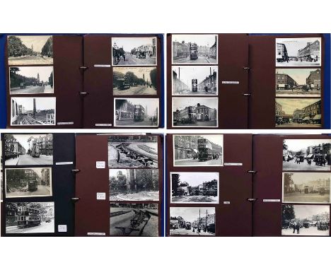 2 large albums of loose-mounted PHOTOGRAPHS/POSTCARDS compiled by the late Alan A Jackson, historian &amp; transport author, 