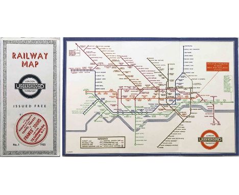 1935 London Underground diagrammatic, card POCKET MAP designed by Henry Beck. This is issue No 1, 1935 (no print-code) and sh