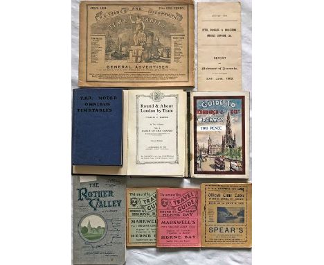 Selection (9) of 1850s-on RAIL &amp; ROAD EPHEMERA comprising 1854 Evans &amp; Arrowsmith's Time Tables of Steam Packets &amp