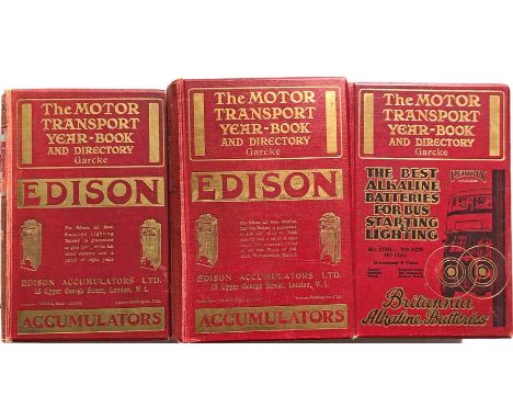 3 x 1920s/30s issues of Garcke's MOTOR TRANSPORT YEAR-BOOK &amp; DIRECTORY, the 'bible' of the bus industry, comprising Volum