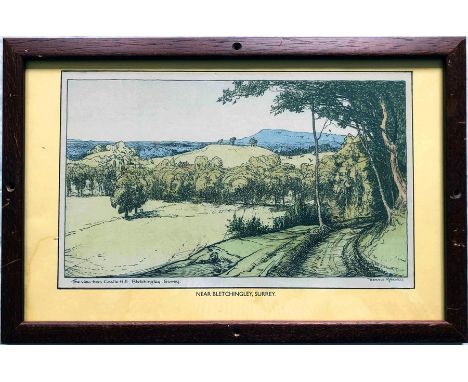 Southern Railway CARRIAGE PRINT 'Near Bletchingley, Surrey' by Donald Maxwell from the original SR series issued in 1936. In 