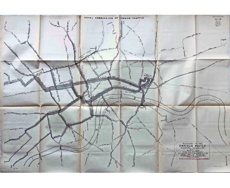 1903 MAP "Diagram of the Omnibus Routes in Central London" for the Royal Commission on London Traffic 1905, prepared by Mr Ed