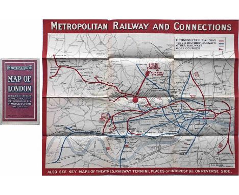 1924 Metropolitan Railway POCKET MAP, the Met's own version of the London Underground map. This is the edition with print-cod