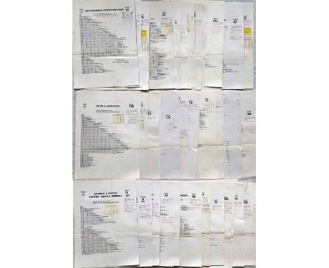 Large quantity (117) of 1960s London Transport BUS FARECHARTS. Most unusually, these are the office copies and bear stamps 'i