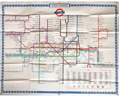 1954 London Underground quad-royal POSTER MAP by H C Beck with print-code date of November 1954. Depicts the network in its s