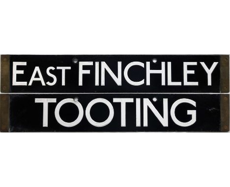London Underground 38-Tube Stock enamel CAB DESTINATION PLATE for East Finchley / Tooting on the Northern Line. A double-side