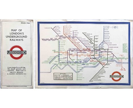 1933 first edition of the H.C. Beck London Underground diagrammatic card POCKET MAP with the famous cover slogan "A new desig