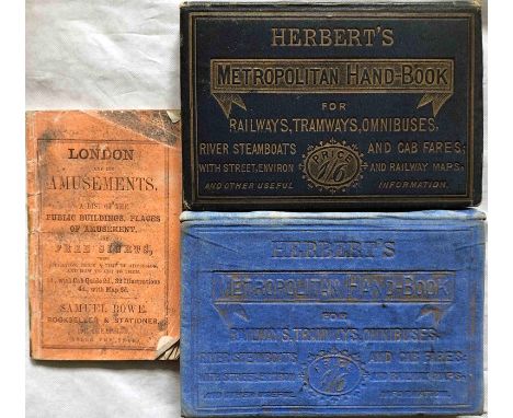 Selection (3) of very early London GUIDE BOOKS comprising 1859 Rowe's 'London and its Amusements' including a list of omnibus
