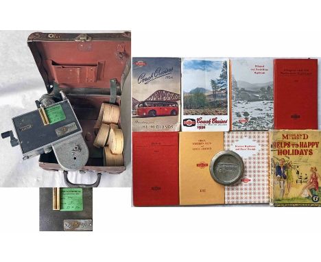 Box of Midland Red items comprising a Setright TICKET MACHINE, casing no 001, no serial no, with label evidencing inspection 