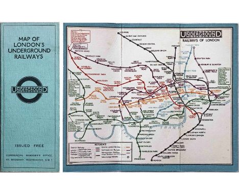 c1928/9 London Underground linen-card POCKET MAP from the Stingemore-designed series of 1925-32. This is one of the two first