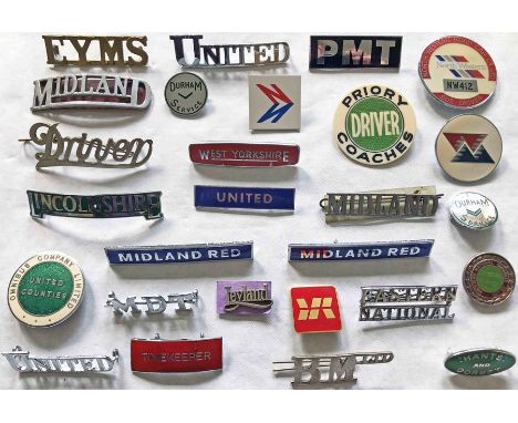 Quantity (27) of 1950s-70s bus UNIFORM BADGES (driver, conductor, timekeeper etc) from a wide range of UK operators - East Yo