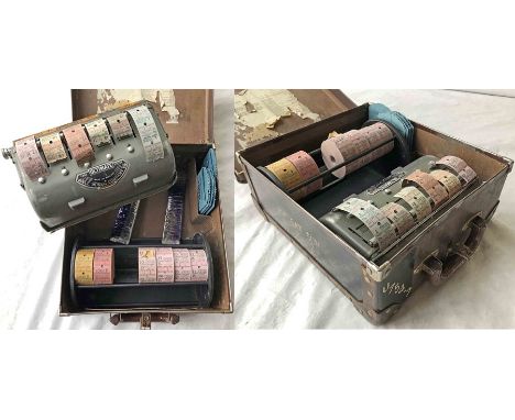 London Transport ULTIMATE TICKET MACHINE serial no U754, complete with original box, rack for ticket rolls, spare ink ribbons