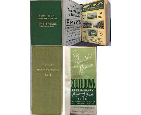 Pair of Southdown Motor Services BOUND VOLUMES, the first is Time Tables Jan-May 1939 (includes 3 issues) and the second is H