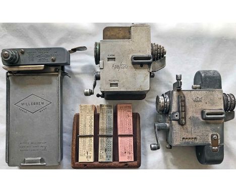 Trio of TICKET MACHINES comprising 2 x Insert Setrights with casing nos A16/SR and 42K plus a Williamson Willebrew, serial no