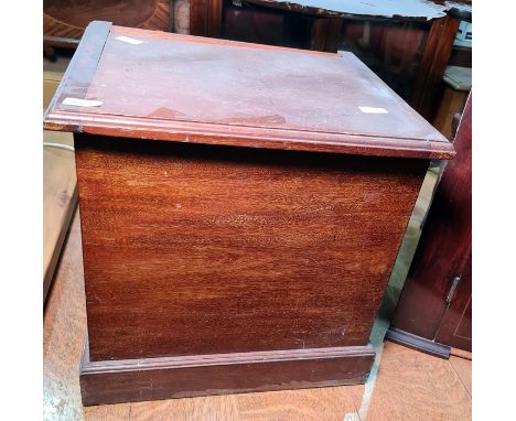 19th century commode, lift top revealing china bowl, raised on plinth base, 44 x 44cm with&nbsp;7" Long playing records&nbsp;