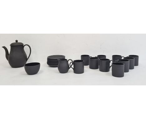 Wedgwood black jasper coffee service for eight persons, comprising coffee pot, milk jug, sugar bowl, cups and saucers 