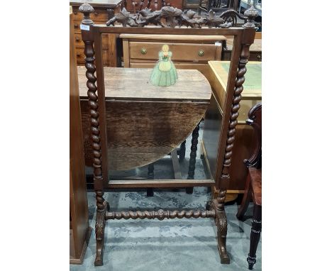 Late Victorian firescreen with barleytwist supports