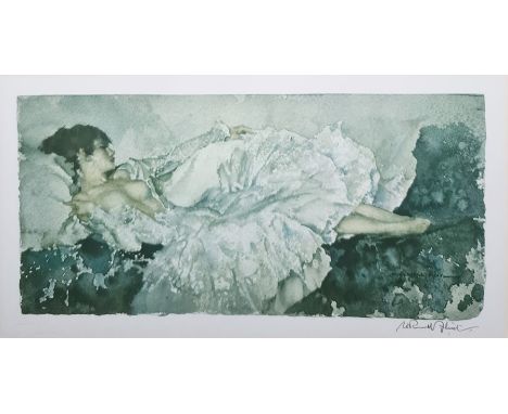 Sir William Russell Flint (1880 - 1969)Colour print "The Silver Frock", ballerina at rest, signed in pencil to the margin, 16
