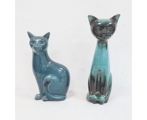 Two various blue glazed Poole pottery cats, 35cm and 29cm high (2) Condition ReportBoth are in good condition, some accretion