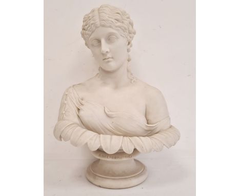 19th century parianware bust , Art Union of London 1855 by C Delpech, 34cm high Condition Reportsome light scratches. petal b