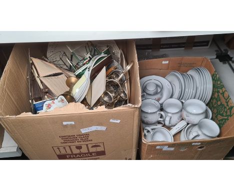 Denby part tea service, pale ground with sweetpeas, to include mugs, cups, saucers, tea plates, etc and a box of assorted col