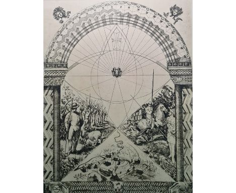 Casper Johnson (20th century school)Limited edition print Soldiers under arch, limited edition 2/3, signed in pencil to the m