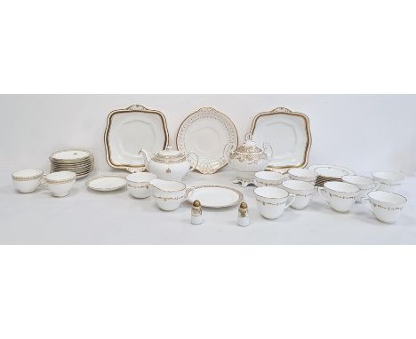 Royal Worcester part tea service with gilt border on white glazed ground and a Minton part tea service with gilt border on a 