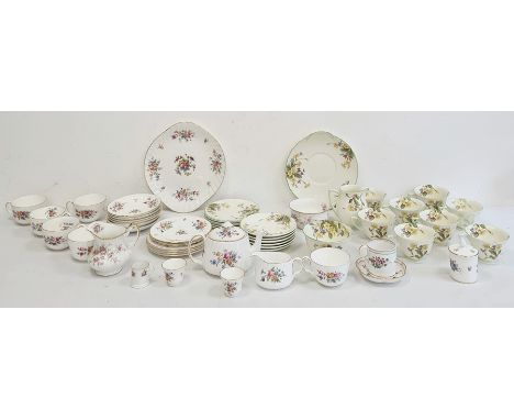 Minton bone china tea set comprising teapot, teacups and saucers, sugar bowl, milk jug, cake plates, etc 'Marlow' pattern and