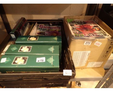 Shelf of gardening related books and magazines