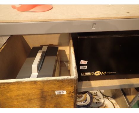 Two Eumig vintage projectors in wooden boxes and another